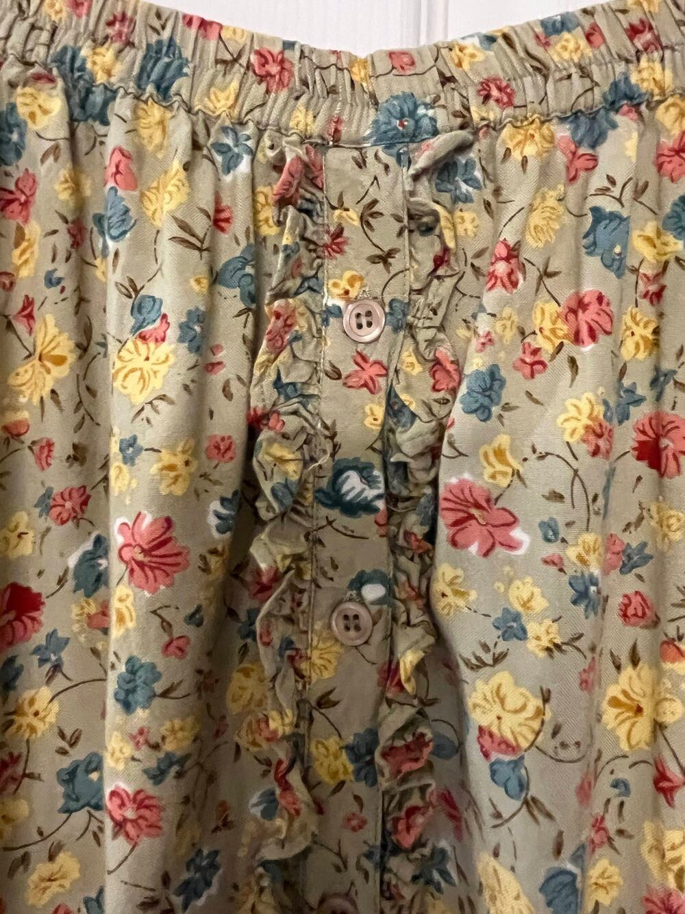 Prairie Cottage core Style Size MRT Floral Full Gathered Button Up Skirt